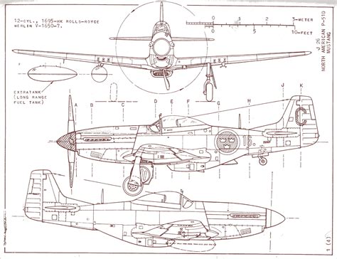 P 51 mustang north american самолёт Мустанг чертежи технические
