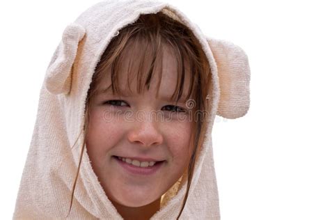 Smiling Ten Years Old Girl Bathrobe Stock Photos Free And Royalty Free