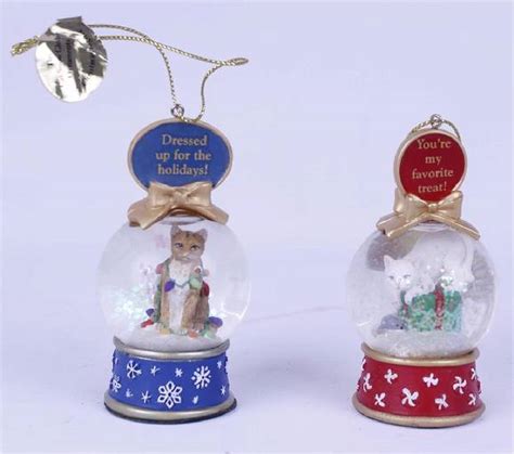 Danbury Mint Cat Snow Globe Christmas Ornaments