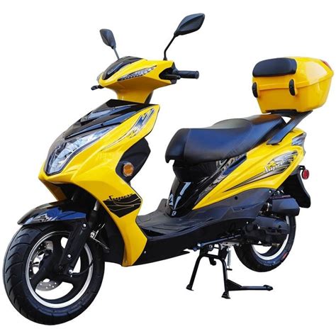 50cc Super 50 Gas Moped Scooter Yellow With Big Body Automatic Cvt 12
