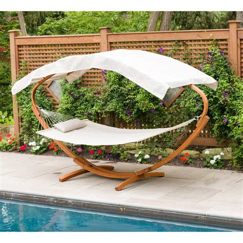 Leisure Season 65 Ft Wooden Art Deco Hammock Stand With Hammock And