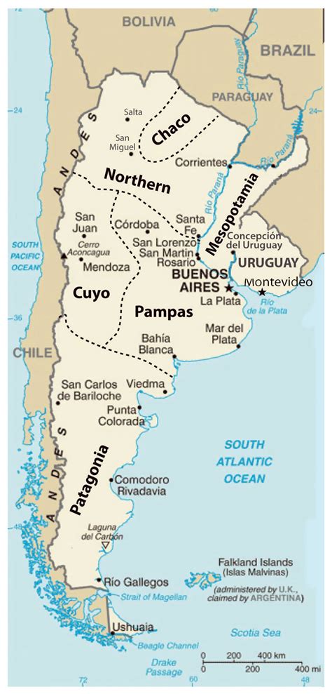 Detailed Regions Map Of Argentina Argentina South America