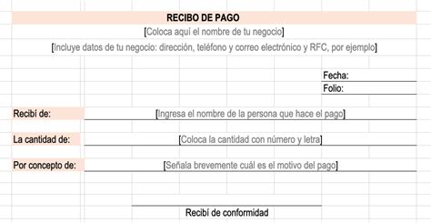 Formato Recibo De Pago Excel Milformatos Com