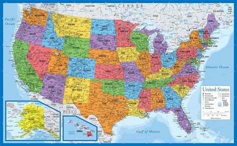 Buy Laminated Usa 18 X 29 Wall Chart Of The United States Of