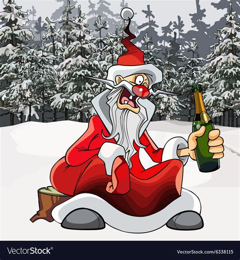 Cartoon Drunk Santa Claus With A Bottle Royalty Free Vector