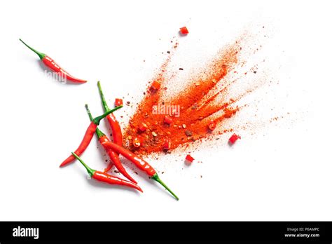 Chili Red Pepper Flakes And Chili Powder Burst Stock Photo Alamy