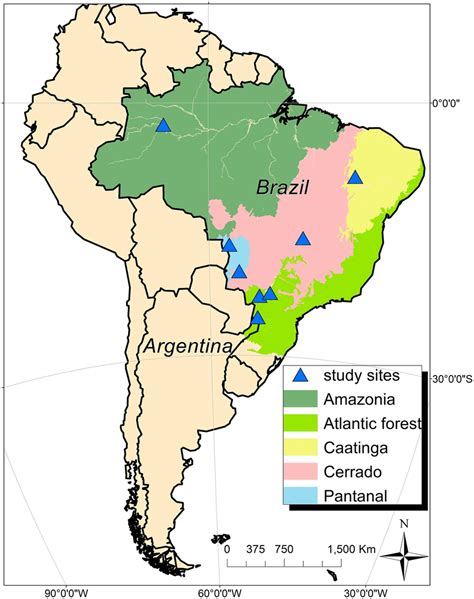 Map Of Study Areas In Brazil And On The Border Of Brazil And Argentina