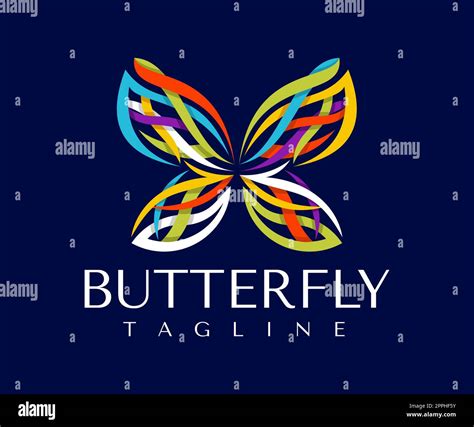 Modern Colorful Curve Line Butterfly Logo Design Aesthetic Butterfly