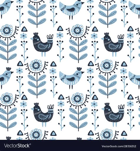 Folk Art Pattern Royalty Free Vector Image Vectorstock