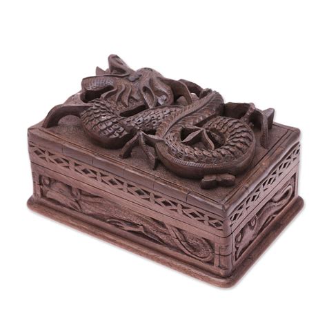 Unicef Market Hand Carved Wood Jewelry Box From India Lucky Dragon