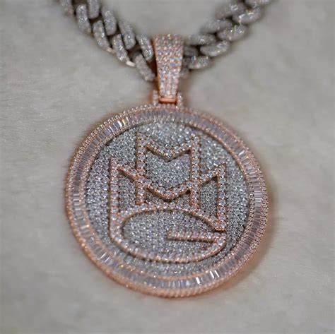 Moissanite Iced Out Round And Baguette Hip Hop Rapper Medallion Pendants