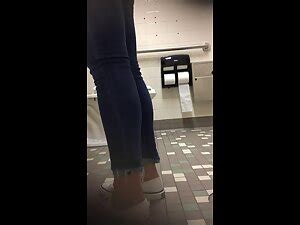 Spying On Hottie Pissing And Dancing In Public Toilet Voyeurs Hd