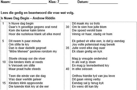 Eendag sê jy nog vir kurt darren om nie vir jou te soen nie! Afrikaans FAL - Graad 7 Poësietoets met 2 gedigte - Teacha!