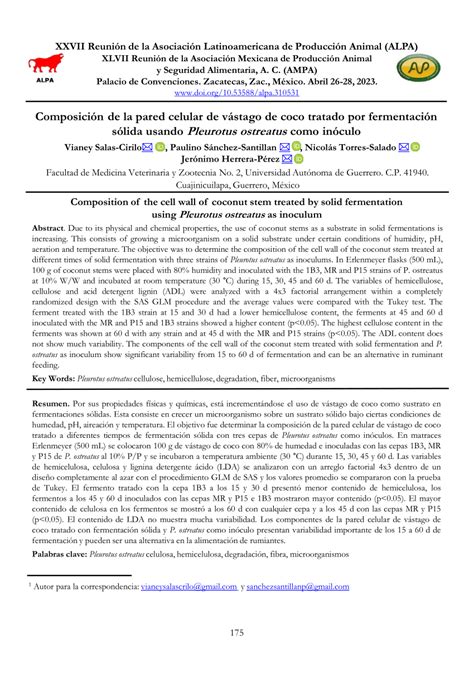 pdf composición de la pared celular de vástago de coco tratado por fermentación sólida usando