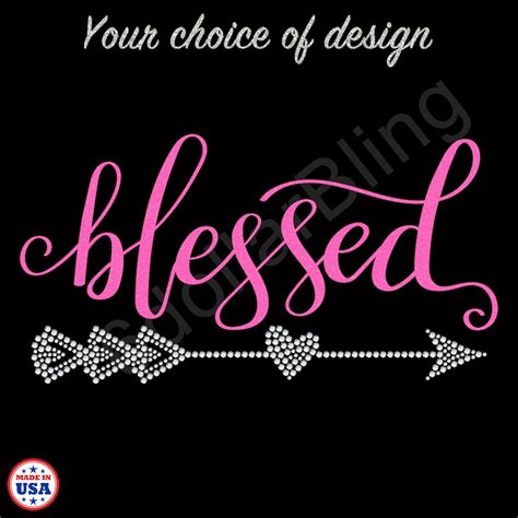 Blessed Rhinestone And Glitter Iron On Crystal Bling Transfer Etsy
