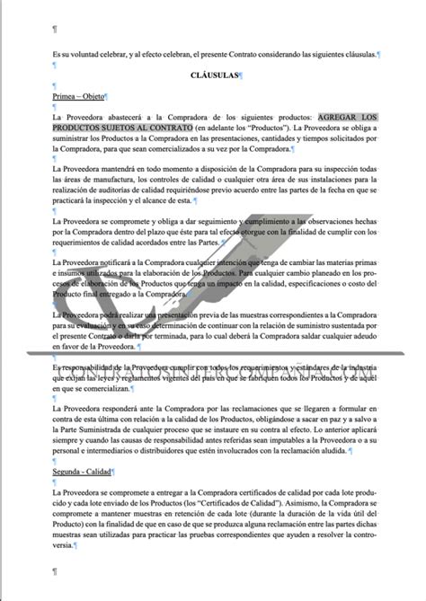 Contrato De Suministro Contratos Intercompañía