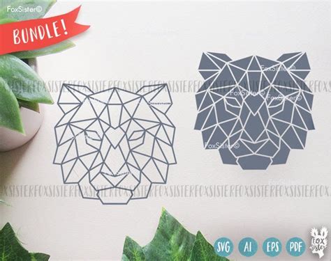 Geometric Animal Tiger Head Design Svg Bundle Tiger Decor Etsy Uk