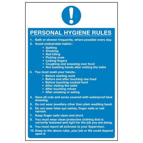 Personal Hygiene Rules Linden Signs And Print