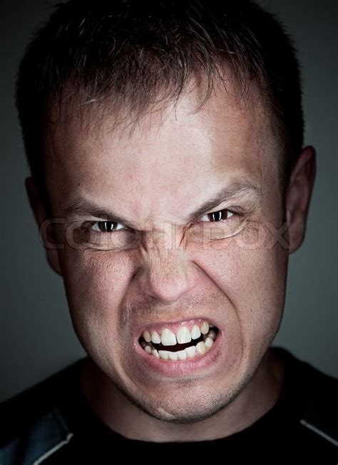 Angry Caucasian Man Close Up Portrait Stock Image Colourbox