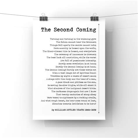 The Second Coming Poem By William Butler Yeats Poster Print Etsy