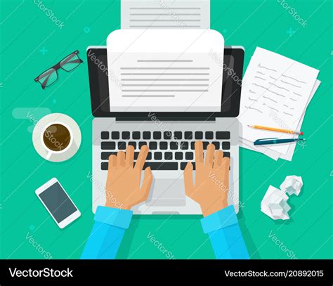 Writer Writing On Computer Paper Sheet Royalty Free Vector