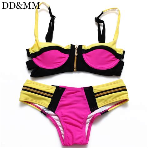 Ddandmm Women Bikini Set Sexy Brazilian Bikini Solid Swimwear Swimsuit Bikini Low Waist Thong