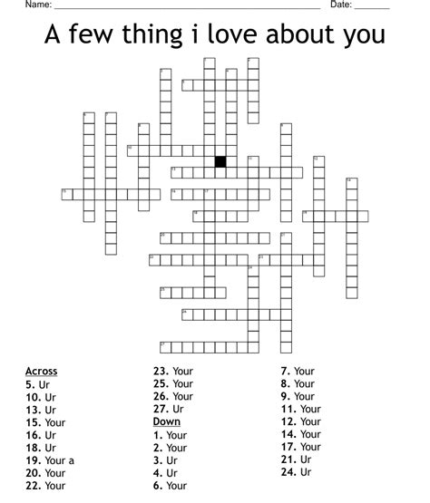 A Few Thing I Love About You Crossword Wordmint
