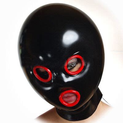 Inflatable Latex Hood With Contrast Trims Gummy Rubber Mask Ebay