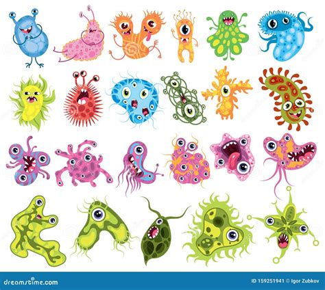 Ensemble De Microbes Collection De Virus De Bande Dessinée Illustration