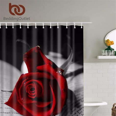 Red Rose Shower Curtain Black Shower Curtains Romantic Shower Curtain Black Shower