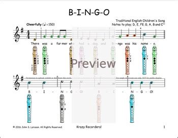 They have easy rhythms and start with notes in stepwise motion. Easy Recorder - BINGO - Digital Print by Recorder Songs And Lessons