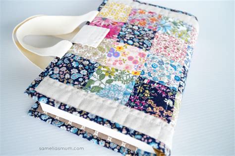 Quilted Book Bag Cover Tutorial Fabric Book Covers Quilt Book