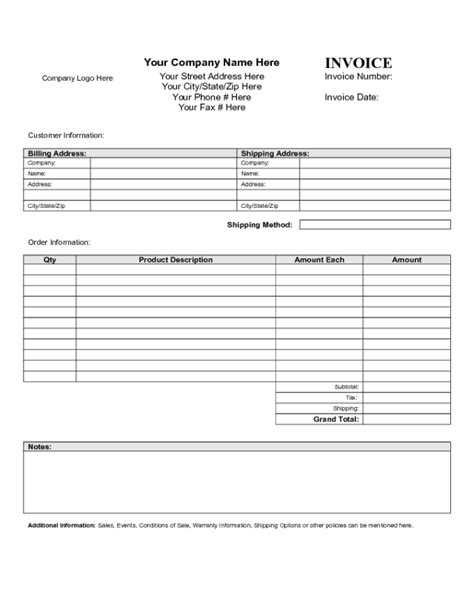 2019 Invoice Template Fillable Printable Pdf And Forms Handypdf
