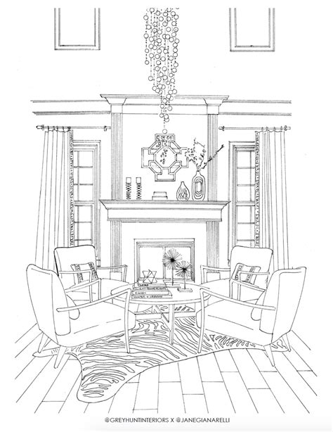 Free Adult Coloring Page Printable Interior Design Adult Coloring Page