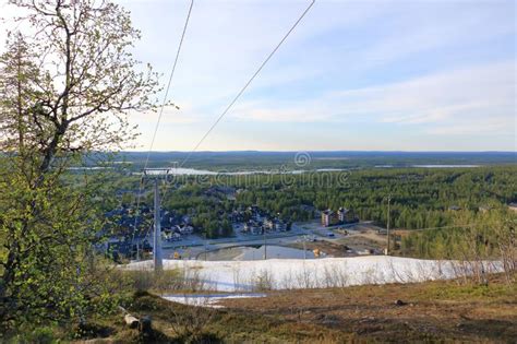 Summer And Midnight Sun In Levi Ski Resort In Lapland Finland Stock