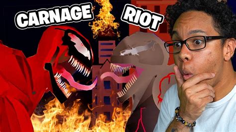 Reacting To Carnage Vs Riot The Symbiote Battle Insane Youtube