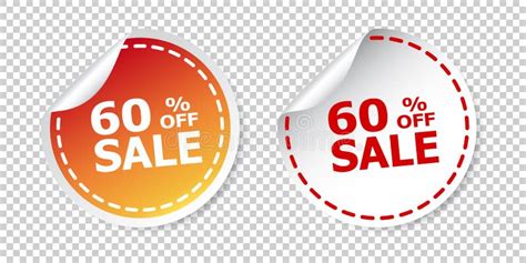 Sale Stickers 60 Percent Off Vector Illustration On Isolated B Stock