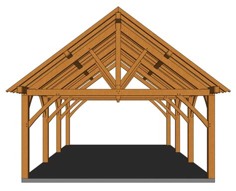 24x36 King Post Truss Outbuilding Timber Frame Hq