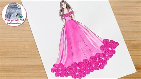How To Draw A Girl With Beautiful Dress Easy Drawing Tutorial