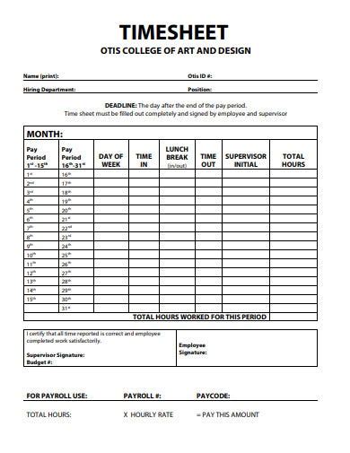 19+ Simple Timesheet Templates in Google Docs | Google Sheets | XLS