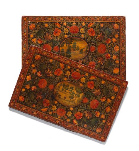 bonhams a pair of qajar lacquer bookcovers persia 19th century 2