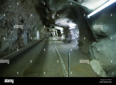 Underground Illuminated Cave Tunnel Stock Photo Alamy
