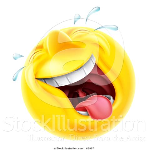 Vector Illustration Of A 3d Laughing And Crying Yellow Male Smiley