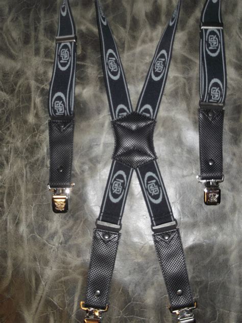 Leather Suspender Braces Black Perforated Etsy