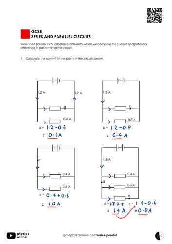 Series And Parallel Circuits Worksheet Teaching Resources