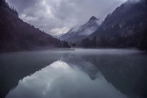 Free Download Mountains Lake Mist Fog Nature Landscape Water