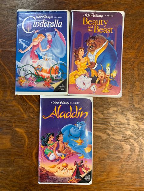 Lot 4sc Walt Disney Classic Vhs Cinderella Aladdin Beauty Etsy
