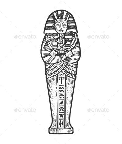 Ancient Egyptian Sarcophagus Sketch Vector By Alexanderpokusay