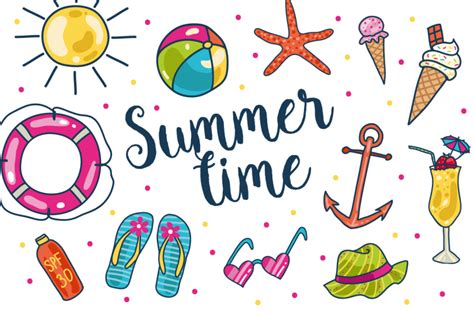 You'll find hundreds of free summer clip art images here that include images of the sun, beaches, warm weather activities, vacations, and more. FREE Summertime Doodle Icons By TheHungryJPEG ...
