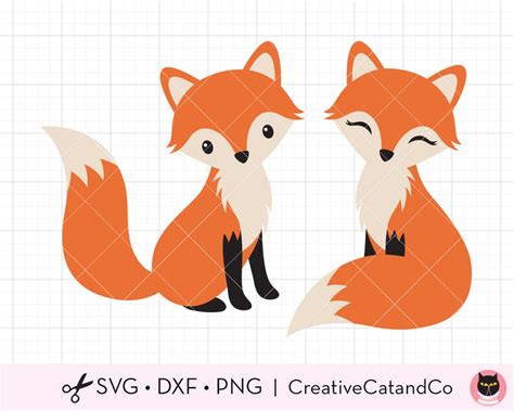 Cute Fox Svg Dxf Cuttable Sitting Fox Couple Boy And Girl Etsy